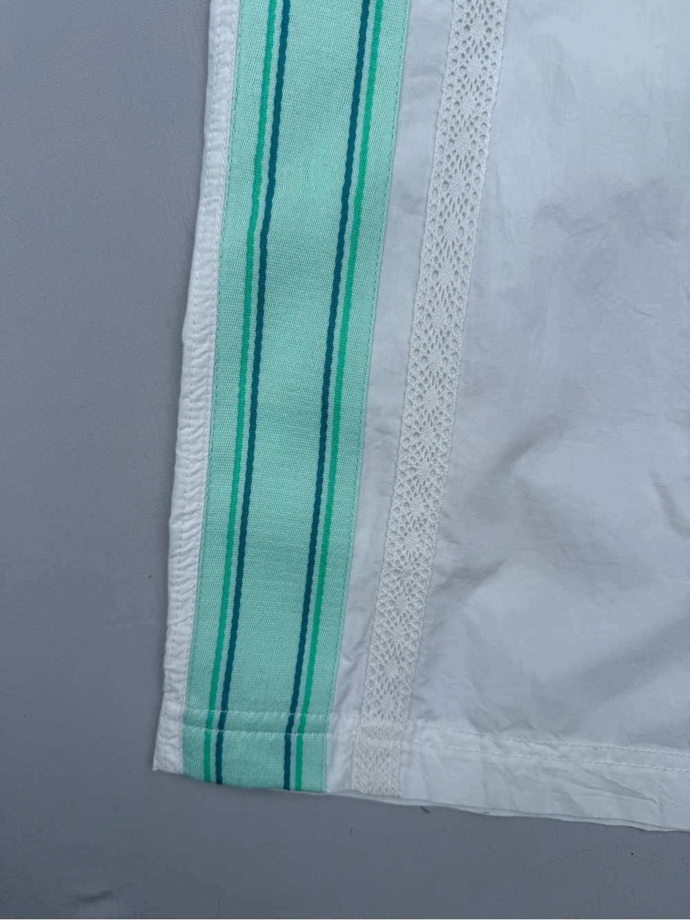 Free People White Wide Leg Pants with Mint Green Stripes - Picture 5 of 10